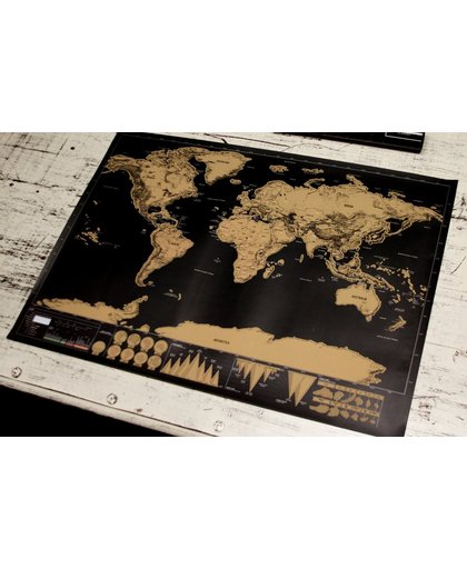 Kras wereldkaart / ScratchMap Deluxe | Zwart - Goud | REBL