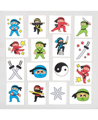 Tijdelijke tattoos van ninja's voor kinderen – leuk voor uitdeelzakjes voor kinderen (verpakking van 24)