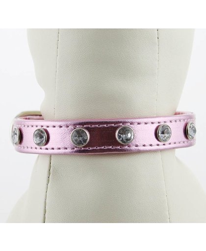Honden halsband in de kleur roze - L halsband 28-38 cm