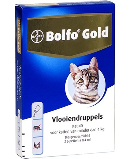 Bolfo Gold 40 Anti vlooienmiddel - Kat - 0 Tot 4 kg - 2 pipetten