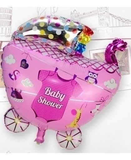 Grote XL roze kinderwagen ballon babyshower voor geboorte meisje 68 cm