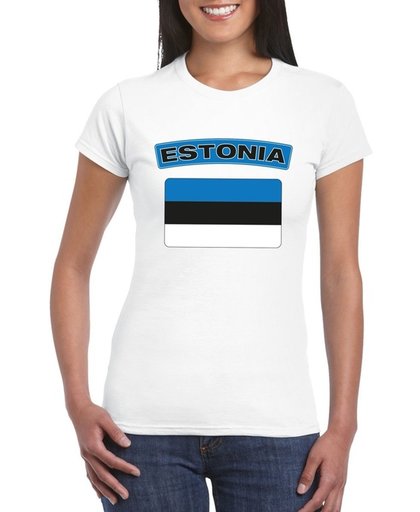 Estland t-shirt met Estlandse vlag wit dames S