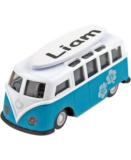 uniek verjaardagskado blauw model surf bus met naam