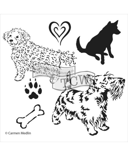 The Crafters Workshop mini doggies/ honden stencil