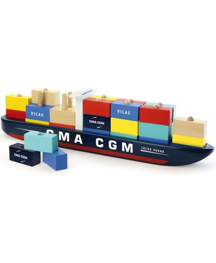 VILAC houten stapelspel containerschip vrachtboot