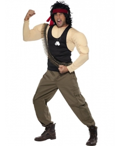 Rambo kostuum met spieren voor heren