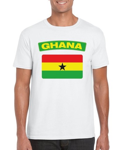 Ghana t-shirt met Ghanese vlag wit heren L