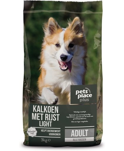 Pets Place Plus Hond Adult Light Kalkoen&Rijst 3 kg