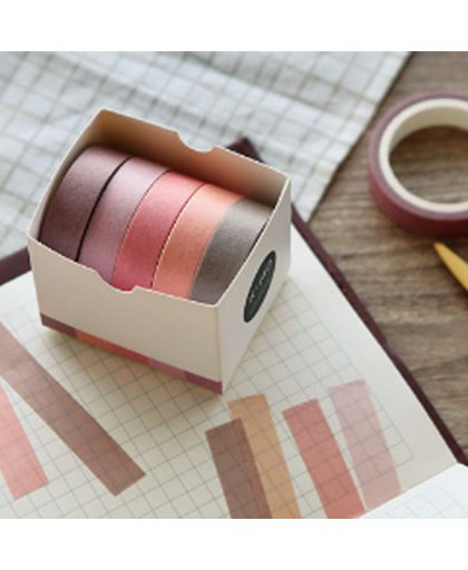 Set van 5 verschillende rolletjes Washi Tape Cherry Blossom | Washi Tape Pastelkleur | Beschrijfbaar Washi Tape | 5 rolletjes Washitape in verschillende kleuren