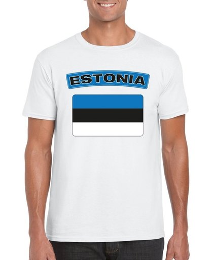 Estland t-shirt met Estlandse vlag wit heren S