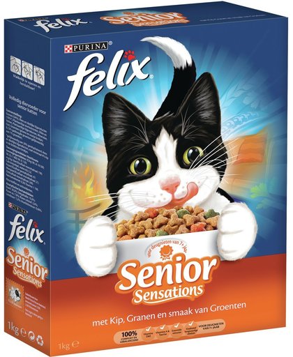 FELIX Senior Sensations - met  Kip, Granen & toegevoegde Groenten - kattenvoer - 1 kg