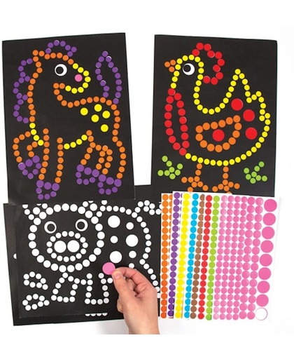 Sets met stippenstickers en boerderijdieren die kinderen kunnen maken en tonen – creatieve afbeeldingenknutselset voor kinderen (8 stuks per verpakking)