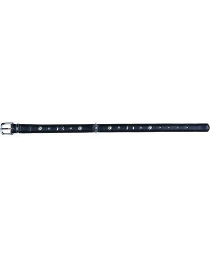 Zwarte lederen design halsband S/31-37cm x 18mm