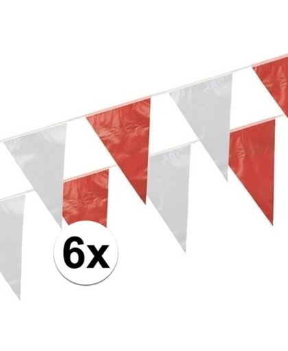 6x Vlaggenlijnen rood/wit -10 meter - slingers