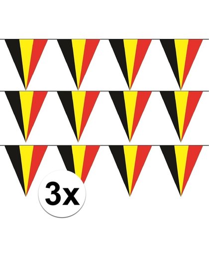 3x Belgie vlaggenlijn / slingers - 5 meter  - Belgische Rode Duivel supporter versiering