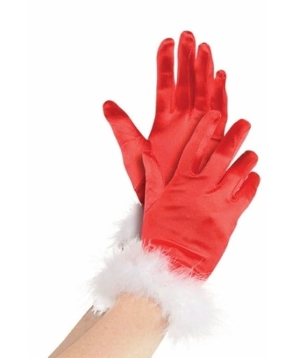 Rode kerstvrouw handschoenen
