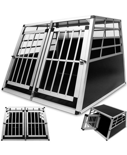 Aluminium honden transportbox, hondenbox, dubbel, 104x91 cm