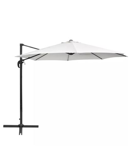 vidaXL Cantilever Umbrella 3 m Round Aluminium Sand White