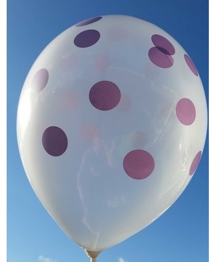 25 stuks transparante ballon met paarse stippen 30 cm hoge kwaliteit