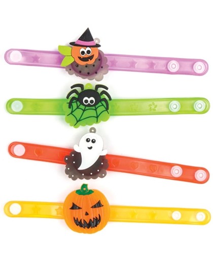 Lichtgevende armbandjes Halloween. Leuke halloweencadeautjes voor zakgeldprijzen - Perfect voor in feesttasjes voor kinderen (4 stuks per verpakking)