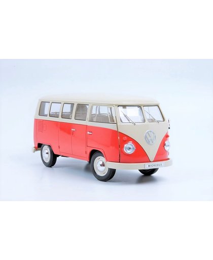 Welly Volkswagen T1 Microbus 1963 - Rood - Schaal 1:18