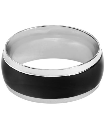 Rock-Silver Black Band Ring standaard