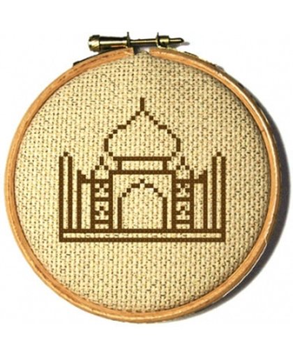 Ornament Borduurpakket Taj Mahal, India- inclusief borduurring, DMC garen, borduurnaald, borduurstramien en vilt om af te werken