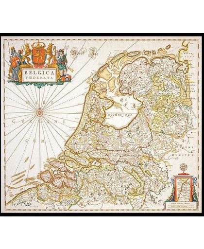 Thea Gouverneur Borduurpakket 1073A Landkaart Nederland bleau 17e eeuw - Aida stof 100% katoen