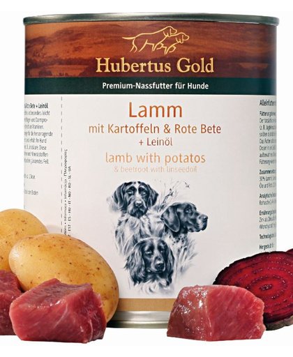 Lam met aardappelen en rode bieten & lijnzaadolie, 800 g per blik, (6 Blikken)
