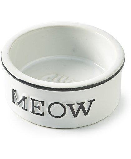 Rivièra Maison Meow Cat Bowl Kattenvoerbak - Wit - ø 13,5 cm