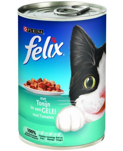 FELIX Blik Met Gelei - Tonijn en Tomaat - Kattenvoer - 12 x 400 gr