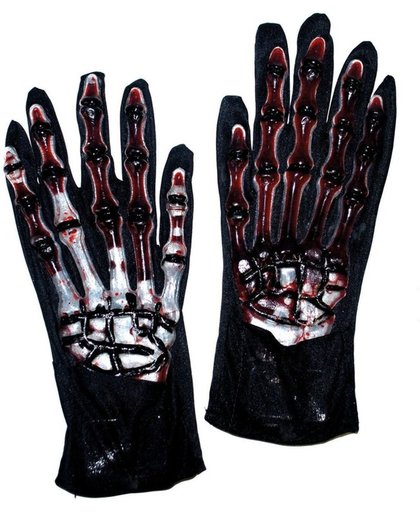 Halloween Skelet handschoenen met bloed