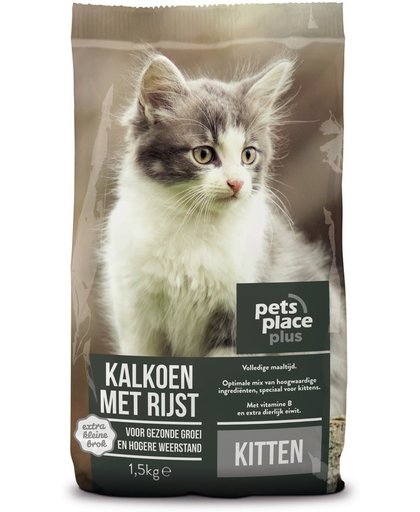 Pets Place Plus Kitten Kalkoen Rijst 1.5 kg