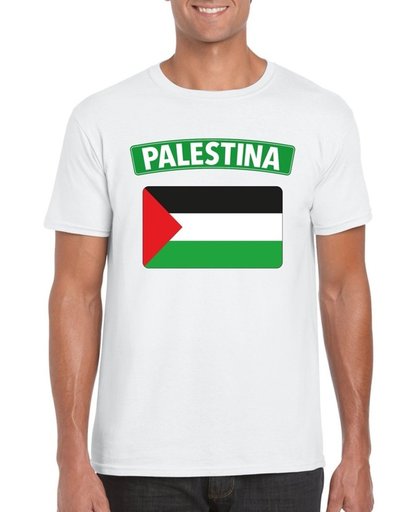 Palestina t-shirt met Palestijnse vlag wit heren XL