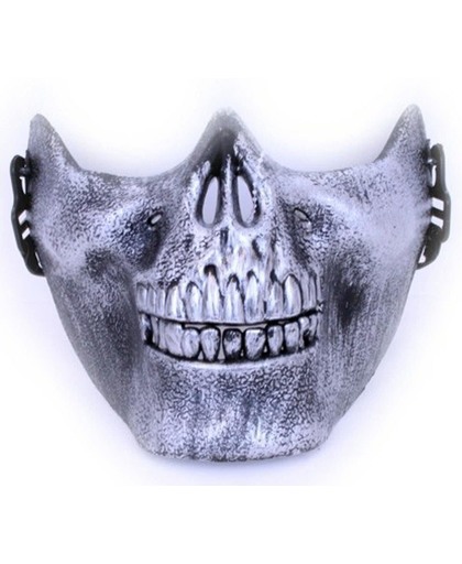Halloween Half gezichtsmasker zilveren schedel