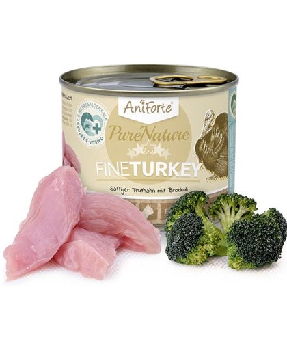 AniForte® - PureNature FineTurkey "Kalkoen met broccoli" - Natuurmenu voor katten 6 x 200g