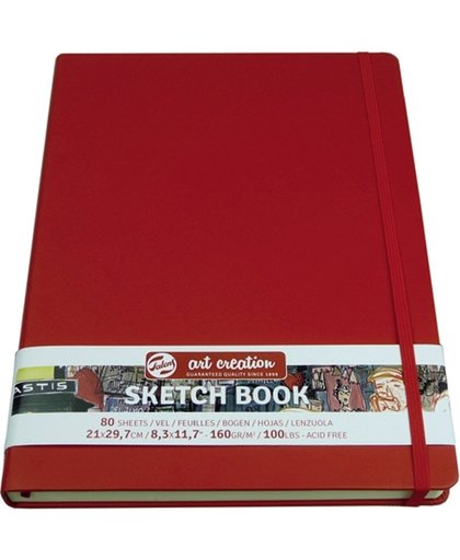 Schetsboek - rood - gebonden - wit papier