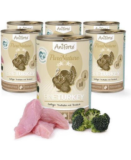 AniForte® - Kalkoen met broccoli - Natuurmenu voor katten - 6 x 400g