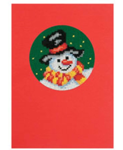 borduurpakket 12.105 kerstkaart, sneeuwpop (incl. p.p. kaart en enveloppe)