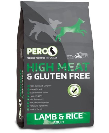 Pero high meat & gluten free lamb / rice adult hondenvoer 12 kg