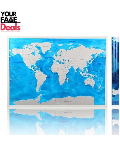 Wereldkaart Kras PVC PLASTIC Ocean Editie | Deluxe World Scratch Map Half Transparant | Krasmap Wereld Kraskaart Scratchmap | Kras al je Vakantiebestemmingen weg! | Cadeauartikel | GadgetArtikel | Groot Poster 82 x 58 cm Woondecoratie