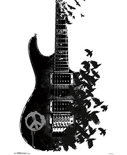 Crow Guitar Peace Sign Poster st.