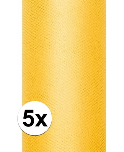 5x rollen tule stof geel 0,15 x 9 meter