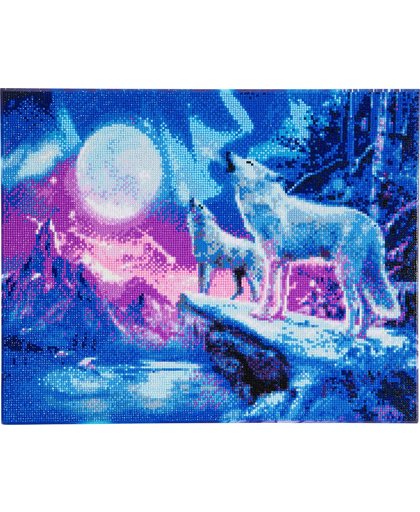 Diamond Painting Crystal Art Kit ® Wolves & Northern Lights 40x50cm, Full Painting