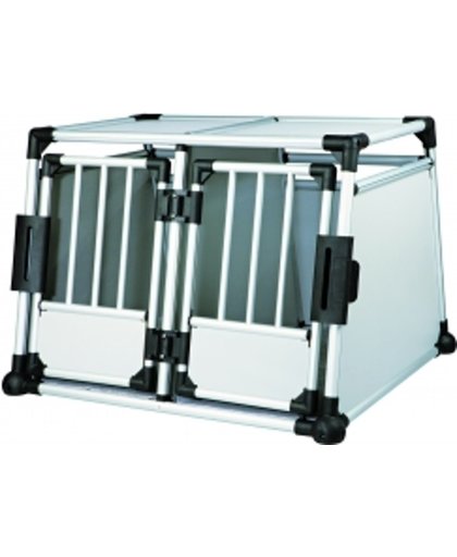 Trixie Transport Box Aluminium Dubbel - Transportkooi - 95 cm x 69 cm x 88 cm - Zilverkleurig/Zwart