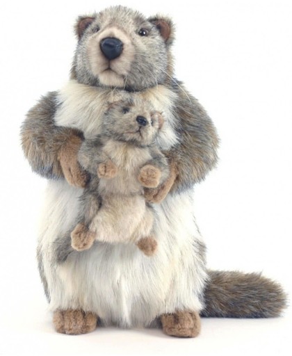 Pluche marmot met kindje 35 cm