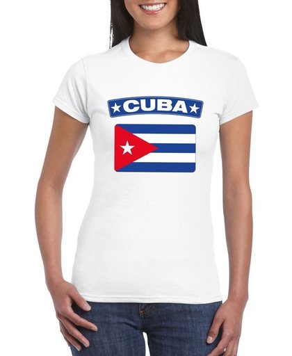 Cuba t-shirt met Cubaanse vlag wit dames L