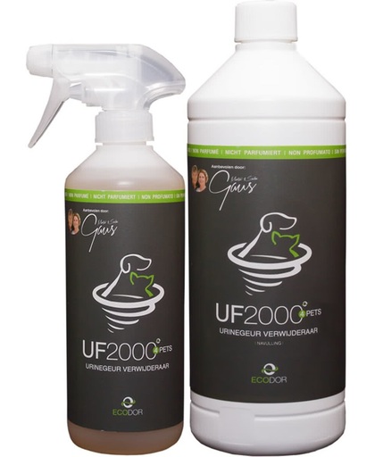 Ecodor Urinegeur Verwijderaar - UF2000 voor huisdieren - 500 ml + 1000 ml navul