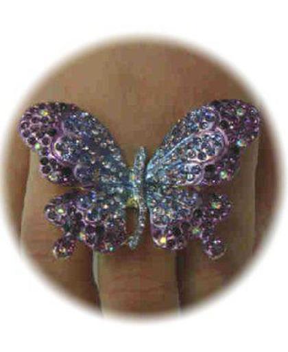Ring luxe vlinder paars