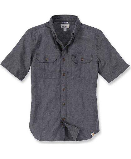 Carhartt Fort Solid Short Sleeve Black Chambray Shirt Here Size : XL